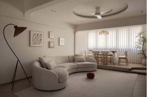 Japandi interior design in Singapore featuring natural wood tones and minimalist furniture by Key Concept